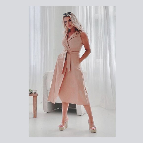 Stoosh Belted Sleeveless Vest Trench Coat Cardigan - Picture 9 of 12